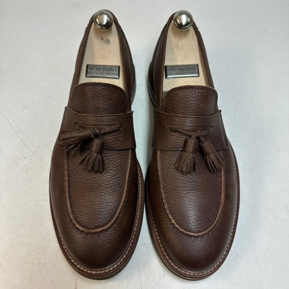 WORN TWICE Brunello Cucinelli Deerskin Tassel Loafer Tobacco Italy EU 45 US 12 - Picture 2 of 11